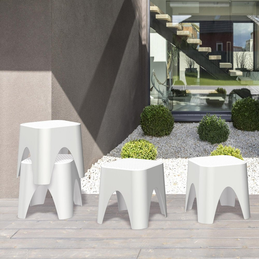 15" Plastic Outdoor Footstool Ottoman