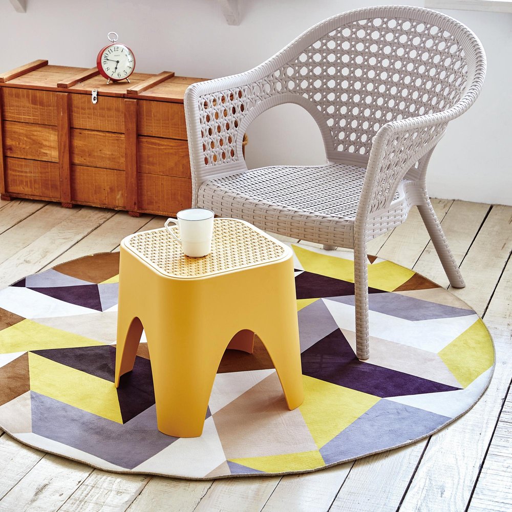 15" Plastic Outdoor Footstool Ottoman