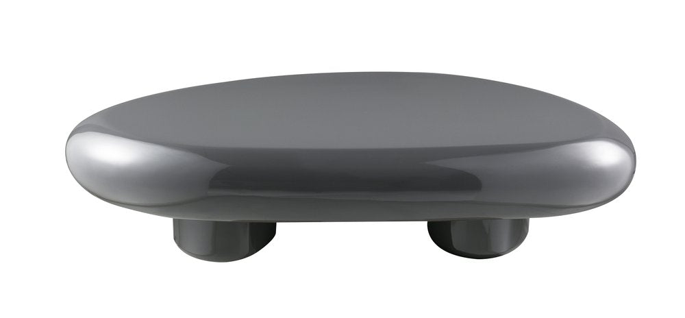 46" Gray Wood and Steel Oval Coffee Table