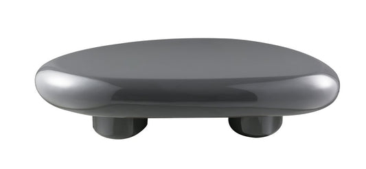 46" Gray Wood and Steel Oval Coffee Table