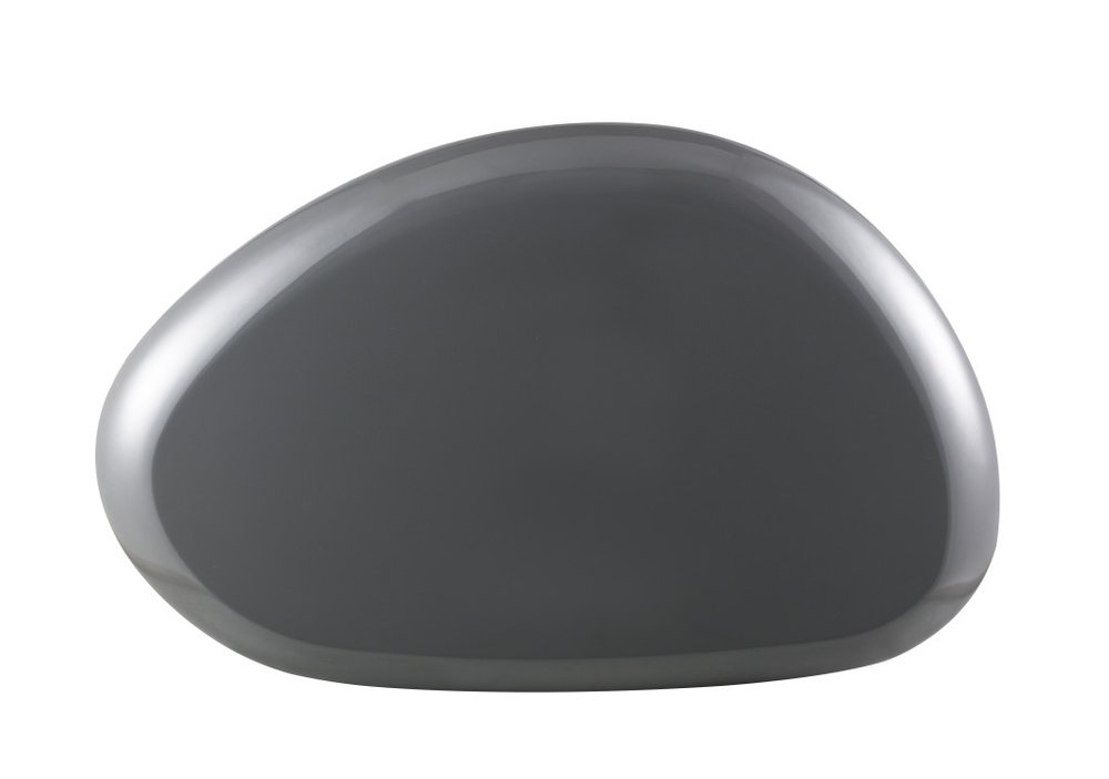 46" Gray Wood and Steel Oval Coffee Table