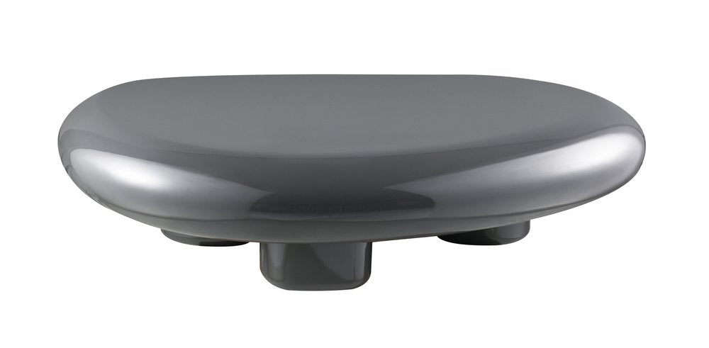 46" Gray Wood and Steel Oval Coffee Table