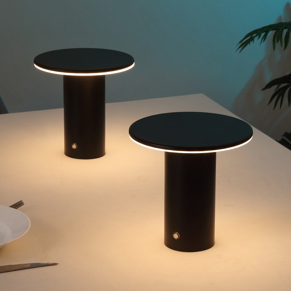 Set of Two 8" Clear USB Table Lamps LED
