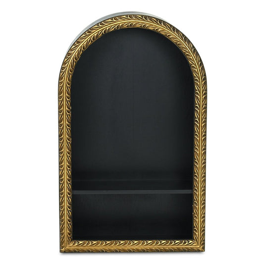 14" Black Wood Wall Mounted Accent Shelf