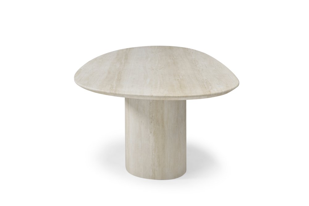 95" Beige Marble Pedestal Base Oval Dining Table