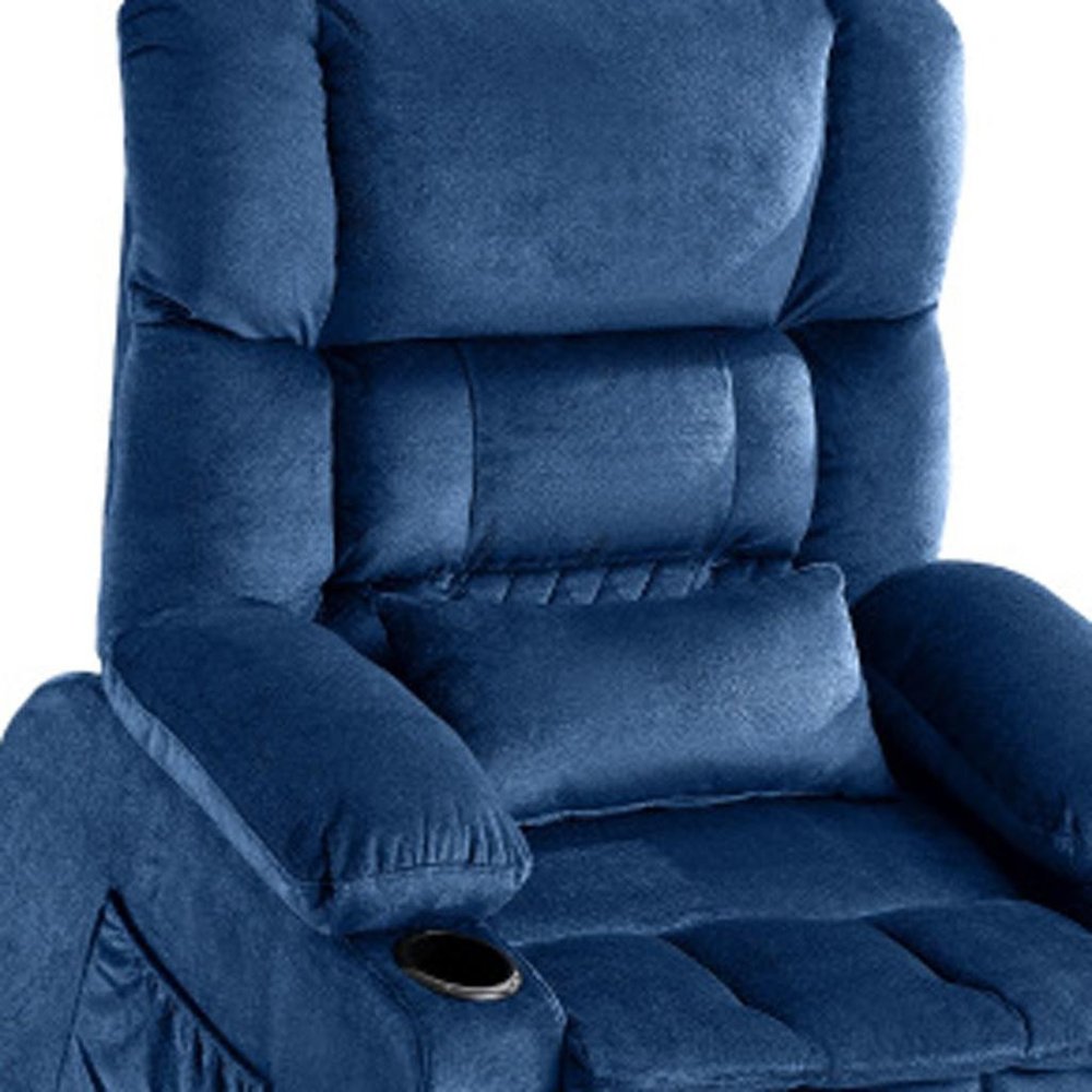 38" Blue Tufted Velvet Heated Massage Lift Assist Recliner With USB