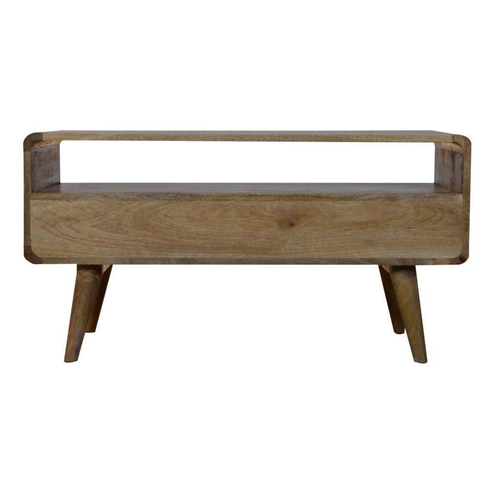 35" Oak Solid Wood Enclosed and Open Storage TV Stand