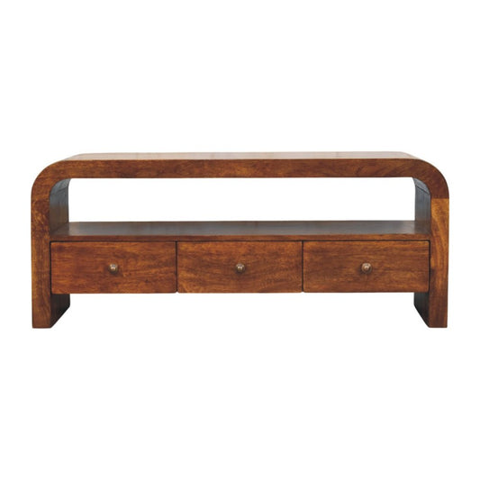 43" Brown Solid Wood Enclosed and Open Storage TV Stand