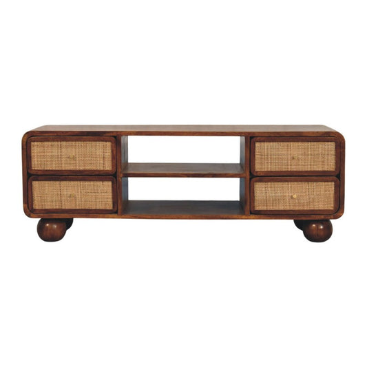43" Brown Solid Wood Enclosed and Open Storage TV Stand