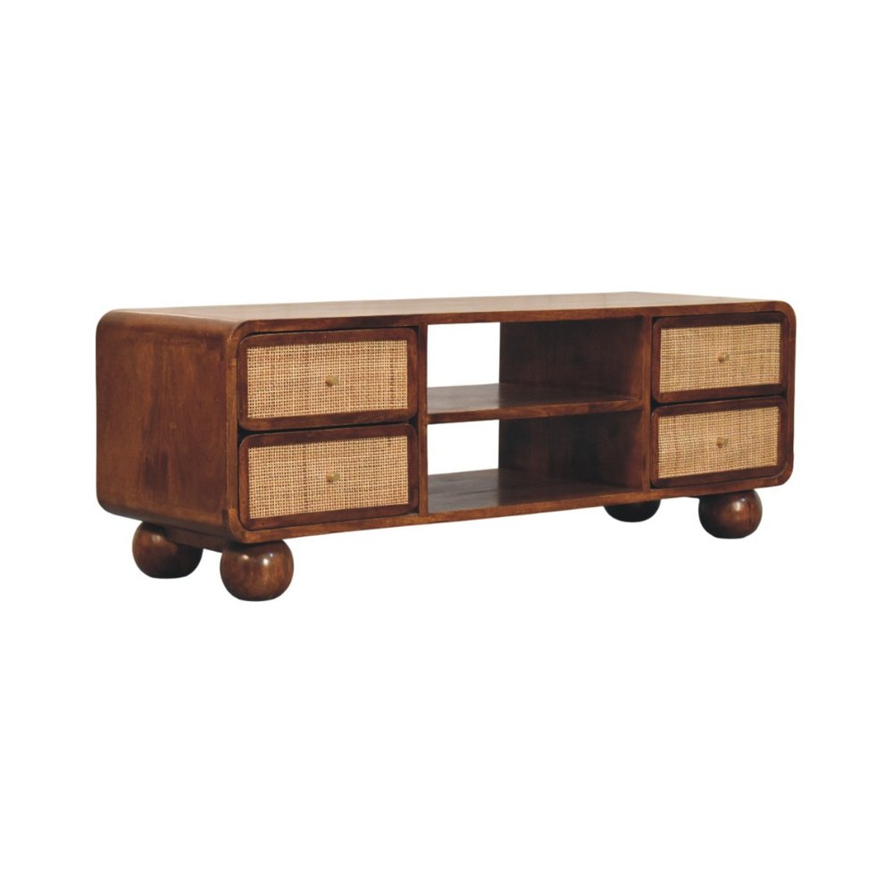 43" Brown Solid Wood Enclosed and Open Storage TV Stand