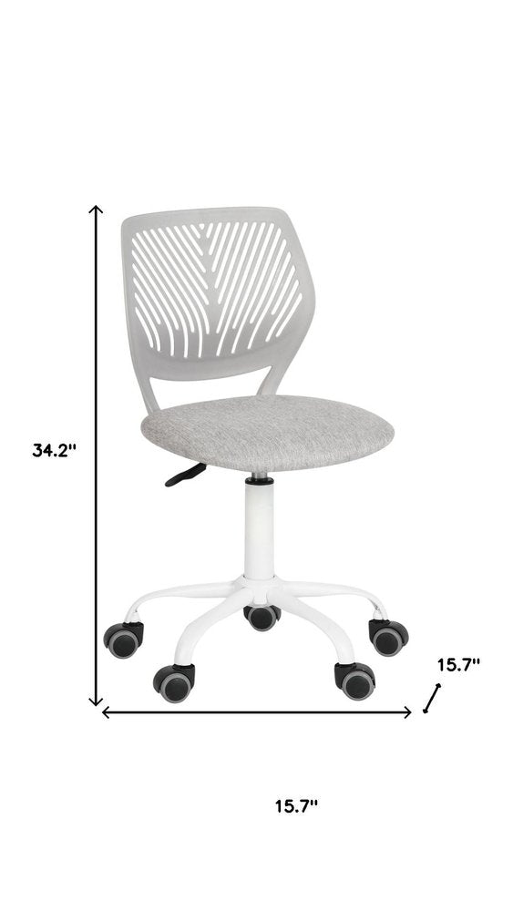 Gray and White Adjustable Height Swivel Rolling Office Chair