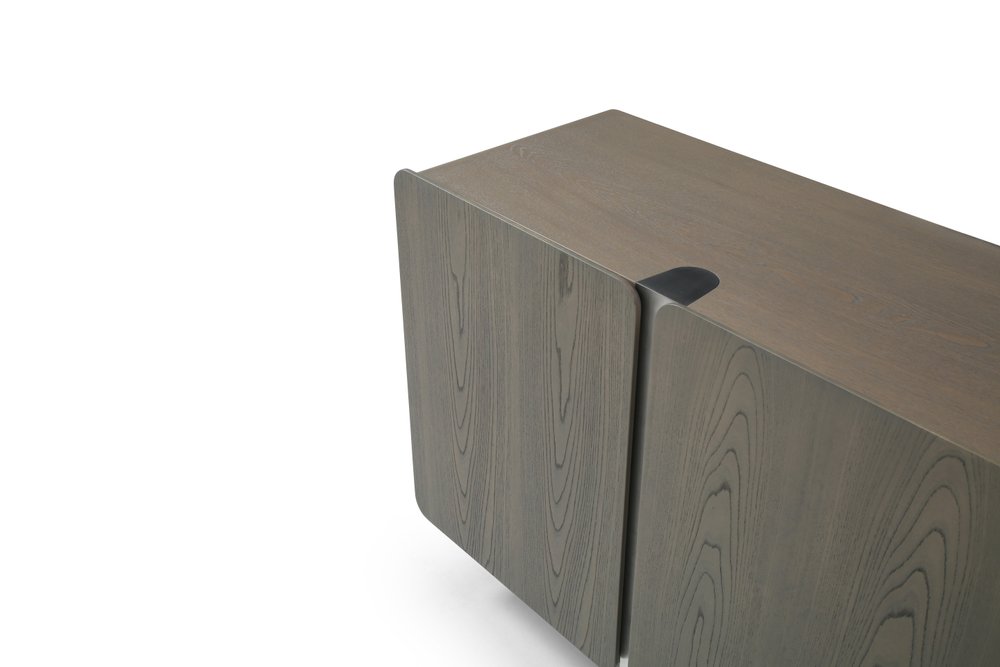 79" Light Gray Wood Sideboard With Four Doors
