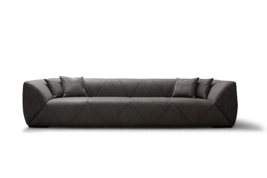 126" Dark Gray Nubuck Leather Sofa