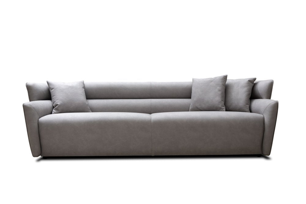 100" Gray Nubuck Leather Sofa