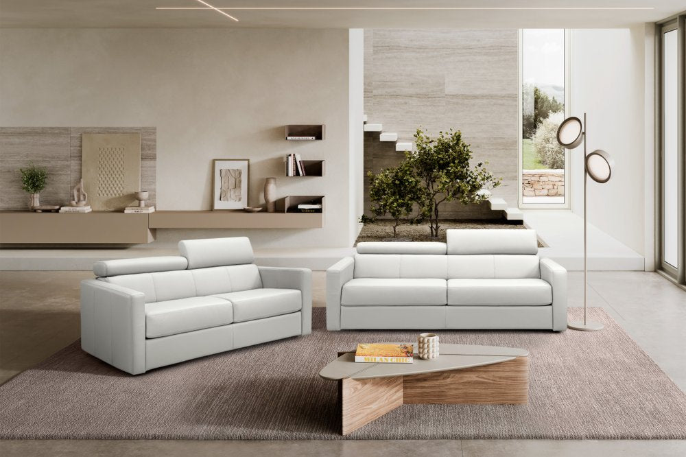 81" White Leather Sleeper Sofa