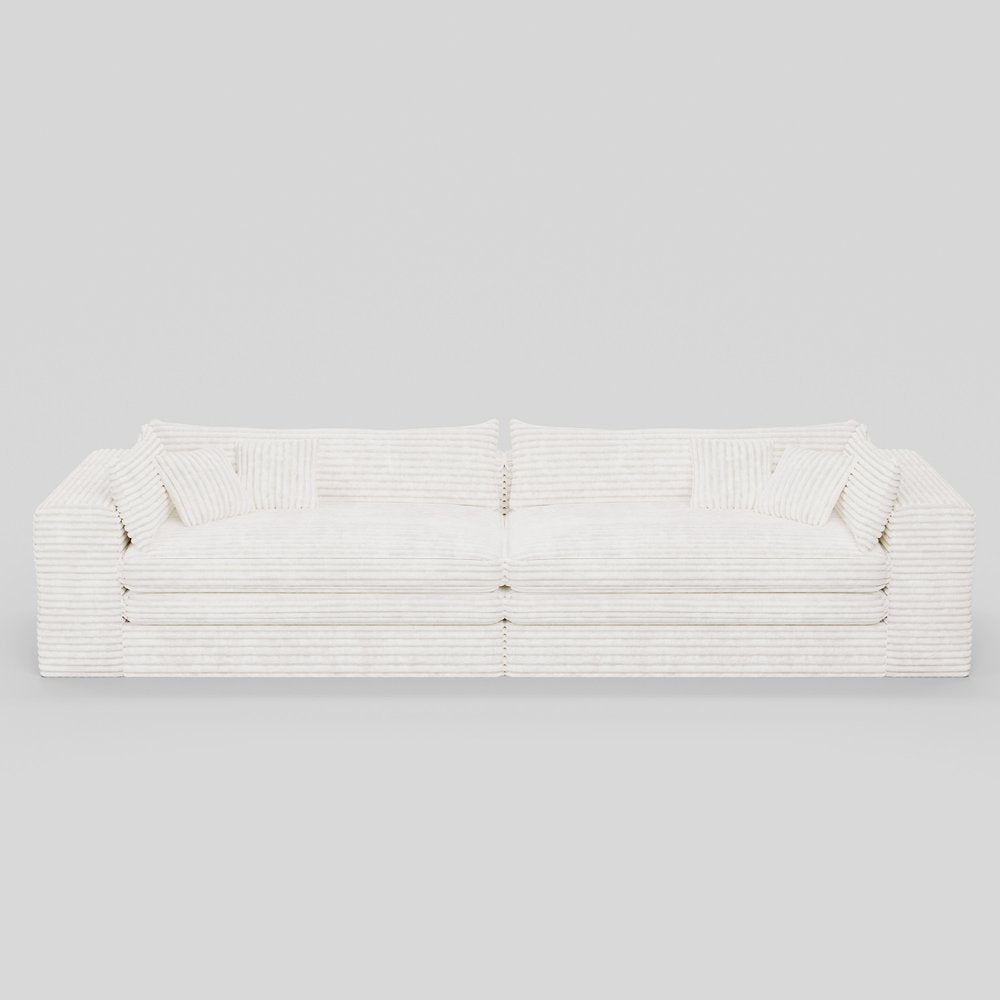 162" White Corduroy Sofa