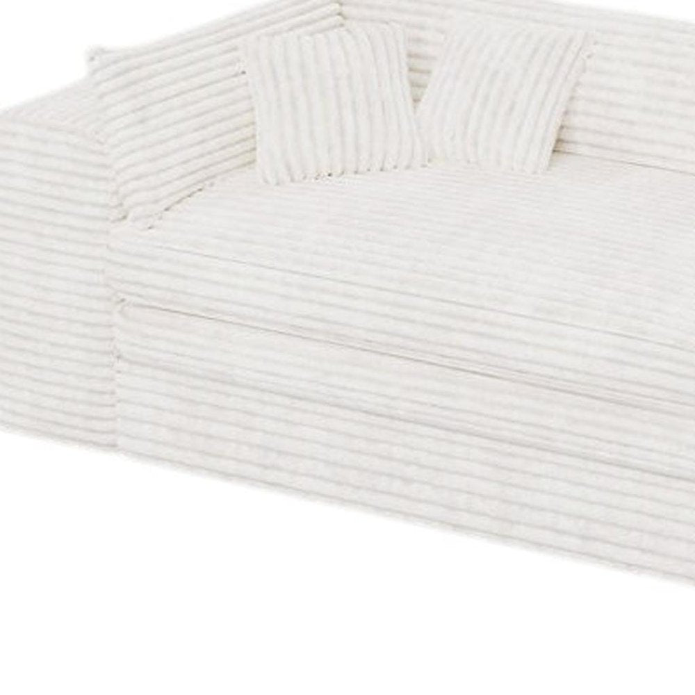 162" White Corduroy Sofa