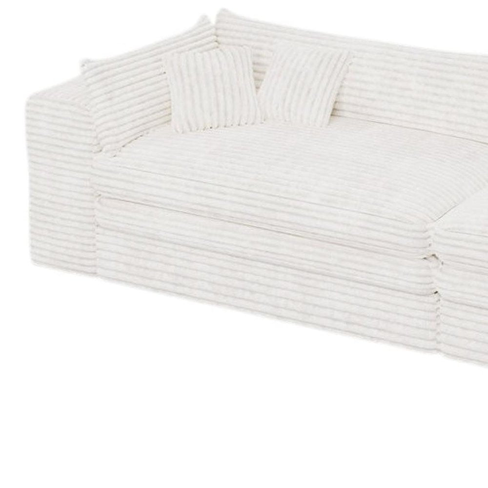 162" White Corduroy Sofa