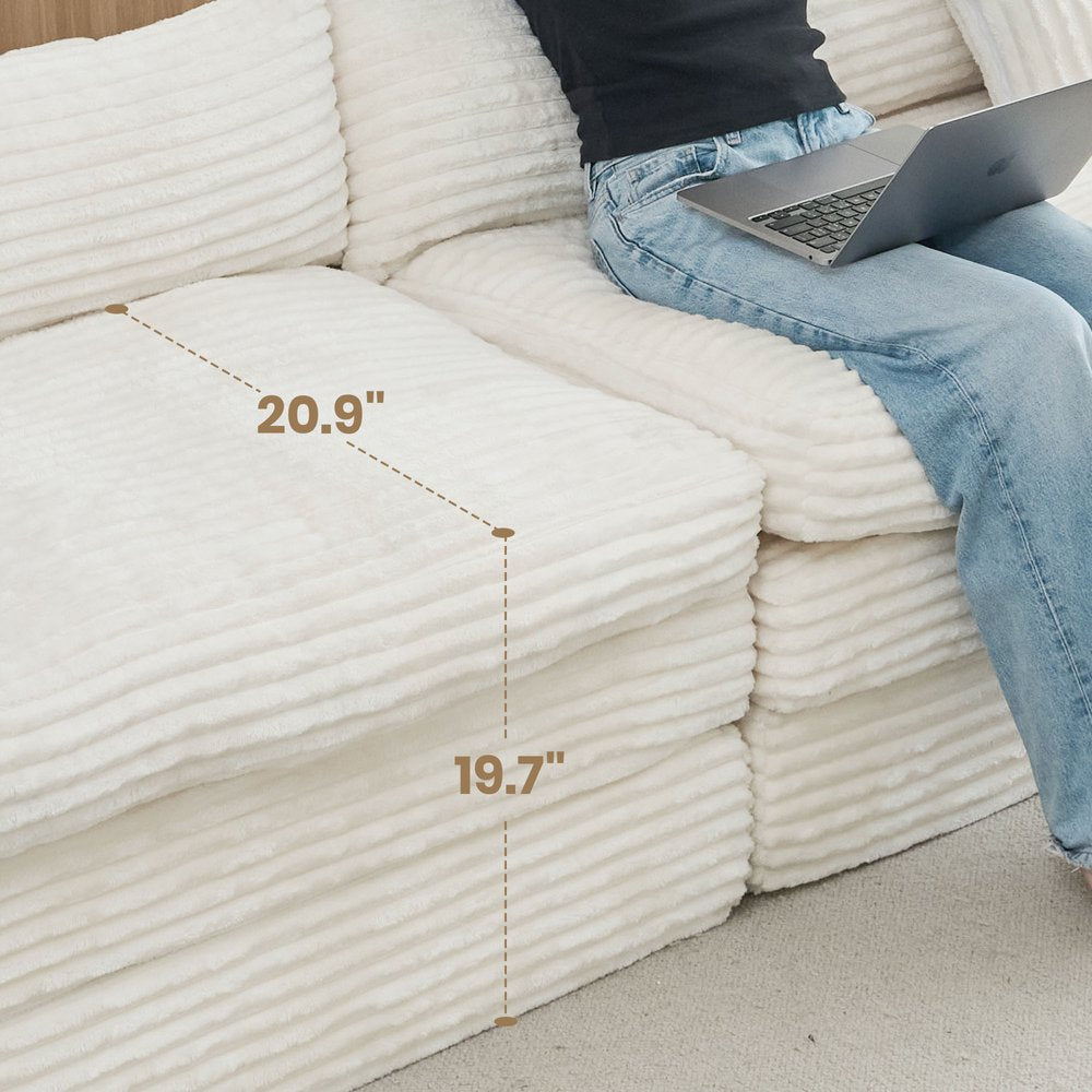 79" White Corduroy Sleeper Sofa