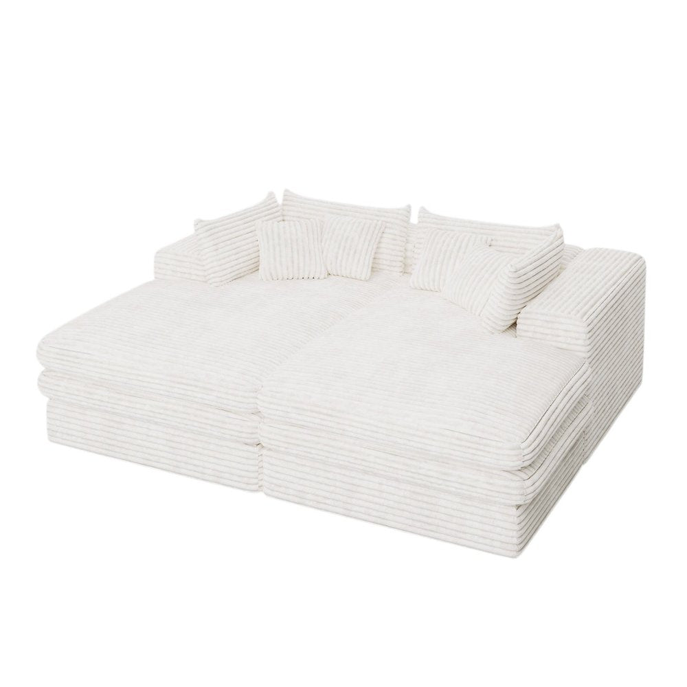 79" White Corduroy Sleeper Sofa