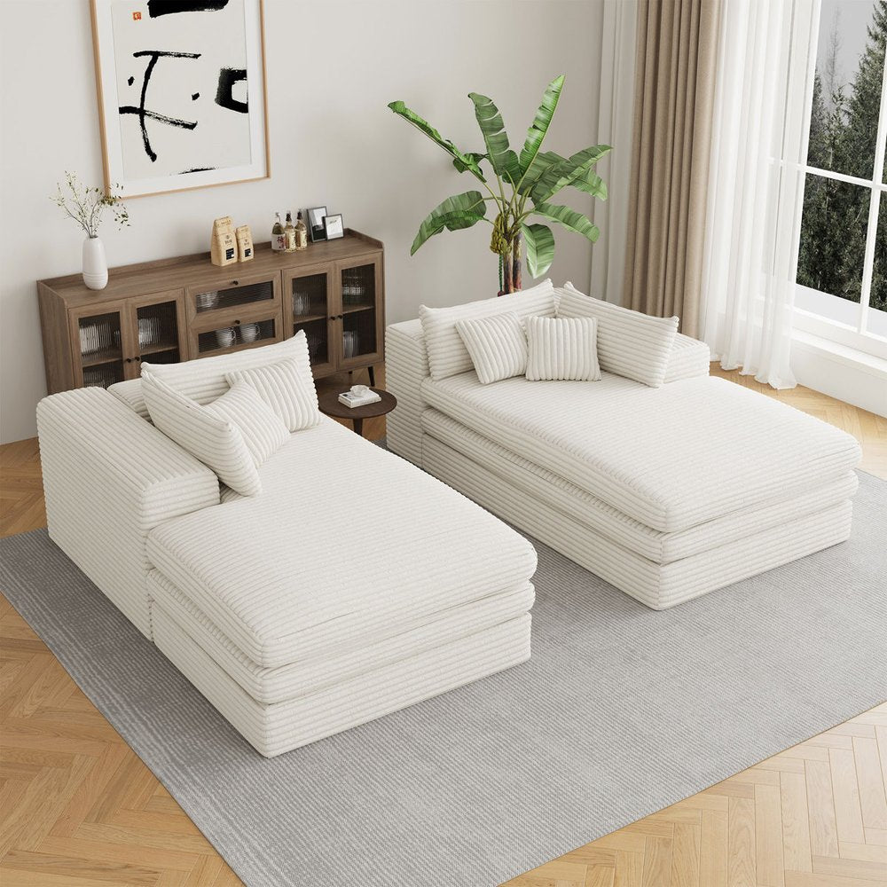 79" White Corduroy Sleeper Sofa
