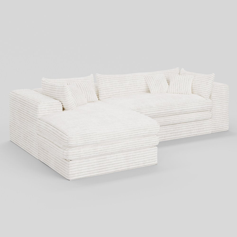 121" White Corduroy Sofa