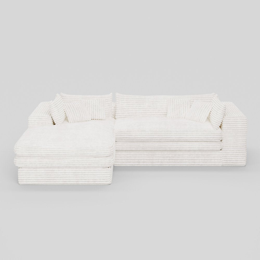 121" White Corduroy Sofa