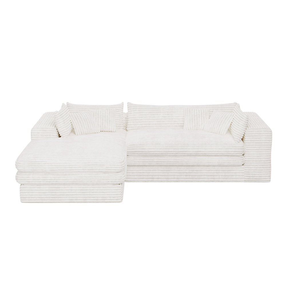 121" White Corduroy Sofa