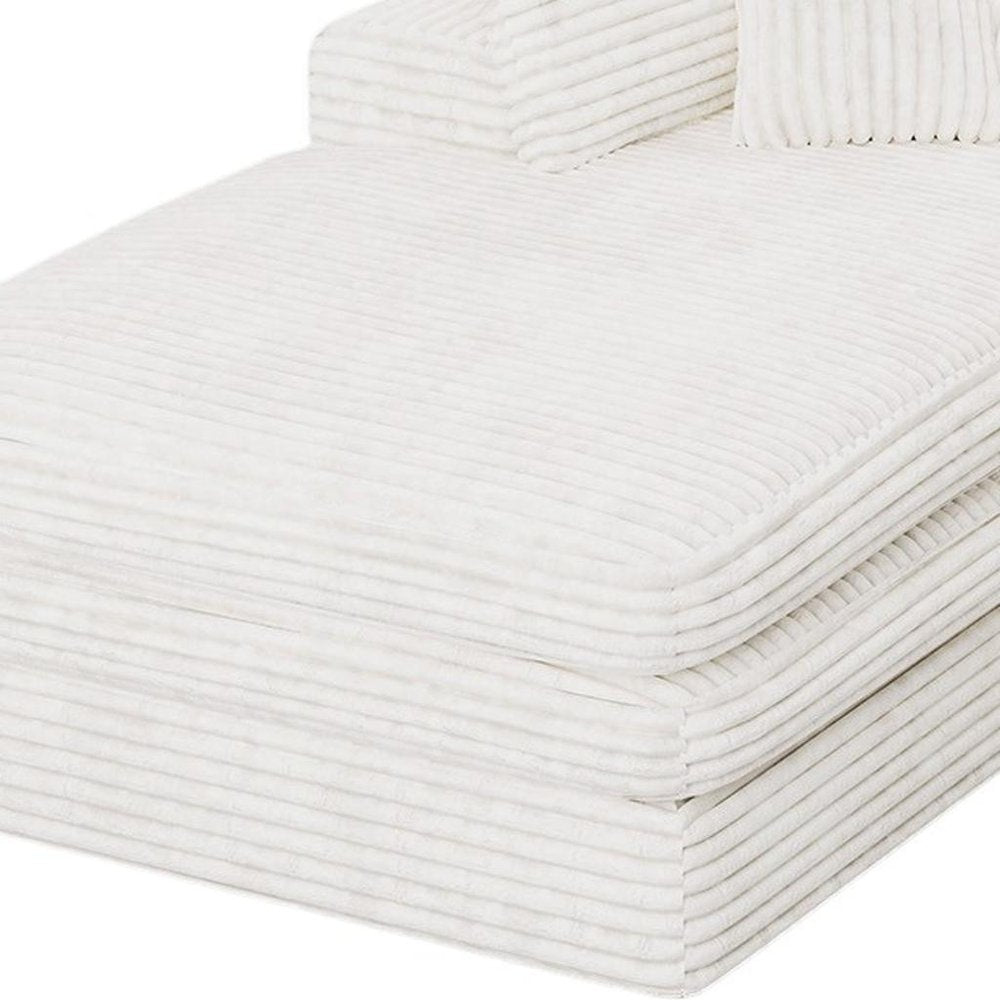 121" White Corduroy Sofa