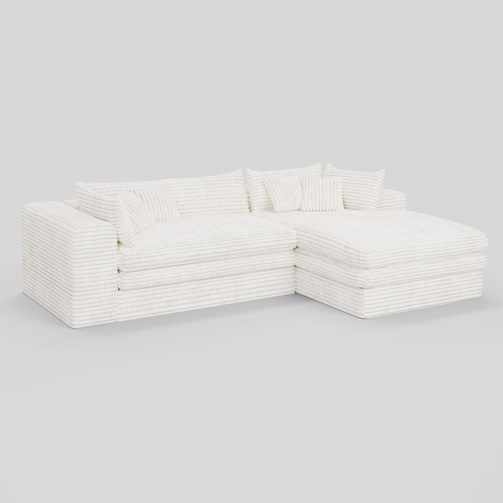 121" White Corduroy Sofa