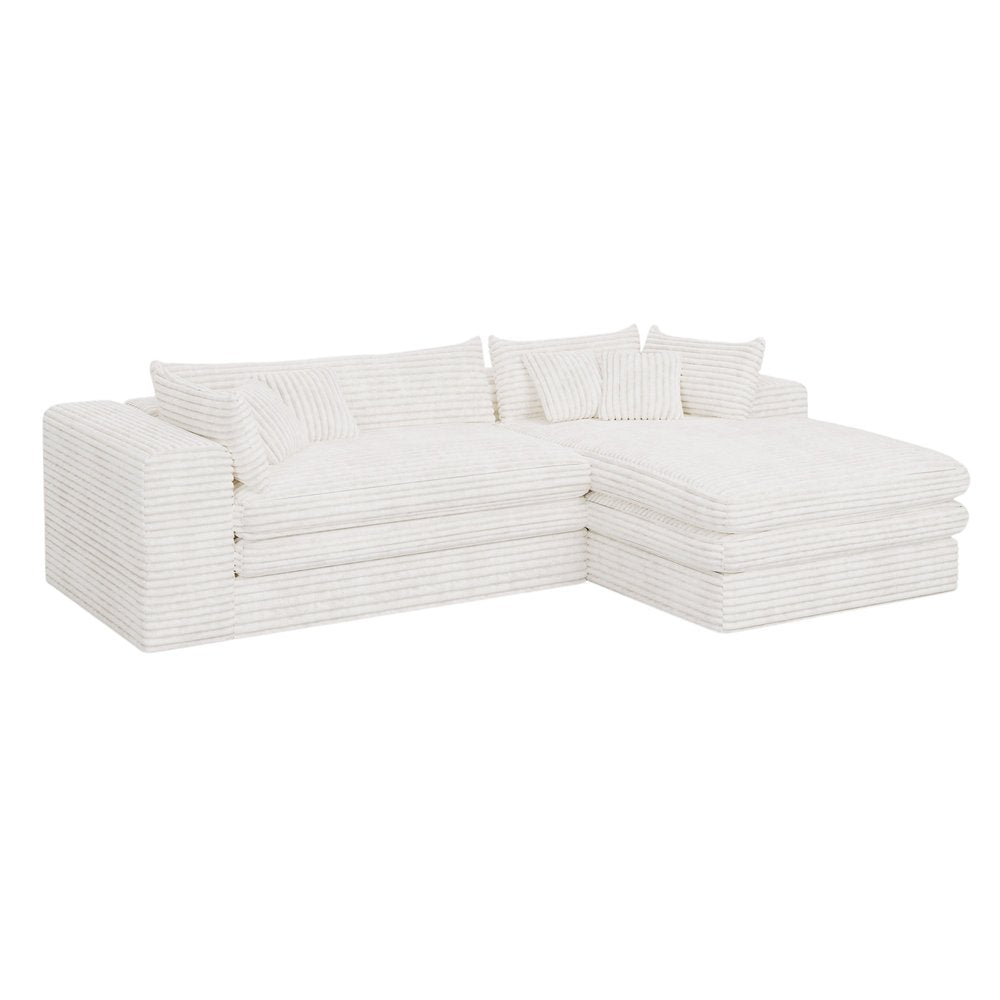 121" White Corduroy Sofa