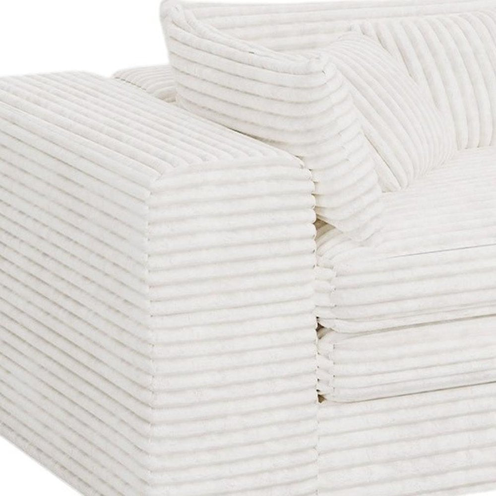 121" White Corduroy Sofa