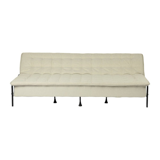 77" Beige Fabric Convertible Futon Sleeper Reclining Sofa