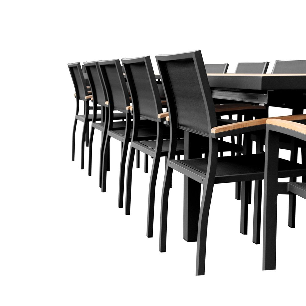 13 Piece Brown Solid Wood Dining Set with Twelve Chairs