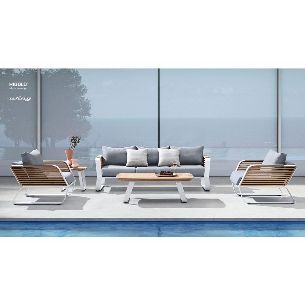Four Piece White Metal Outdoor Patio Set With Table