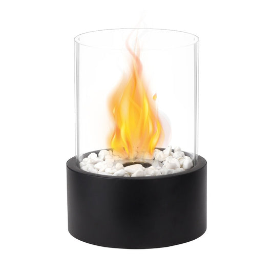 11" Black And Clear Metal And Glass BioEthanol Portable Tabletop Firepit