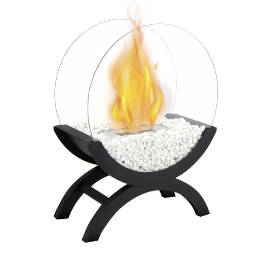 15" Black And Clear Metal And Glass BioEthanol Portable Tabletop Firepit