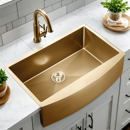 10" X 33" Gold Stainless Steel Undermount Kitchen Sink