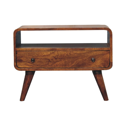 24" Brown Solid Wood Fireplace TV Stand