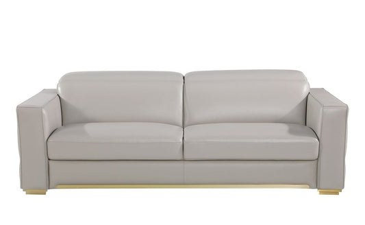 89" White Top Grain Leather Reclining Sofa And Storage