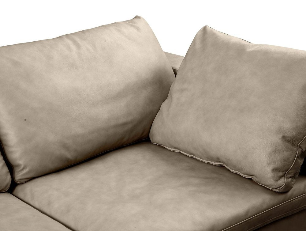 86" Cream and Brown Cotton Blend Loveseat