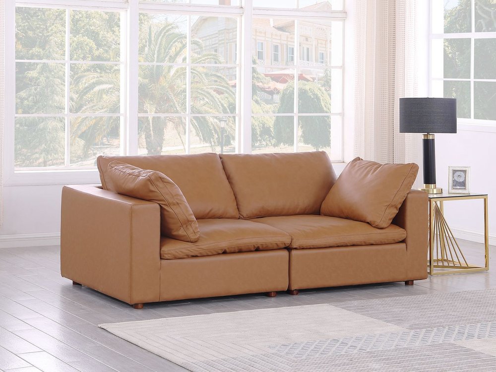 86" Chestnut and Brown Italian Leather Loveseat
