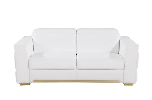 71" Dark Gray and Silver Italian Leather Loveseat