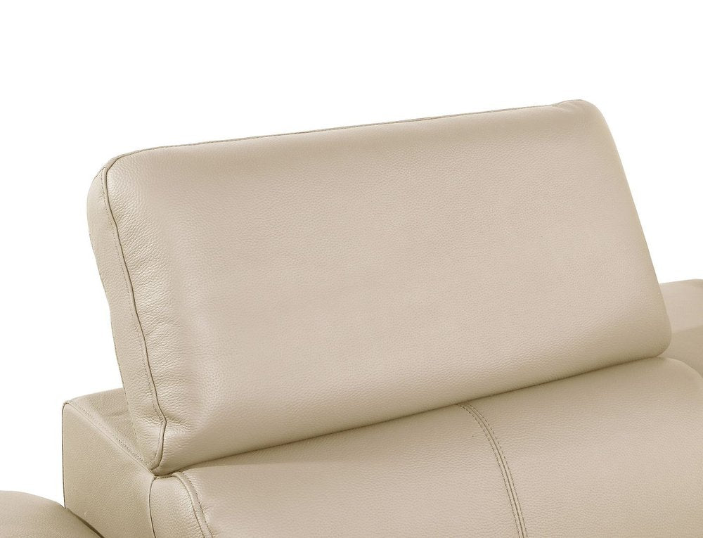 77" Cream and Black Italian Leather Power Reclining Loveseat