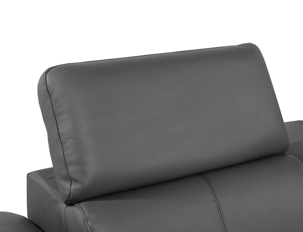 77" Dark Gray and Black Italian Leather Power Reclining Loveseat