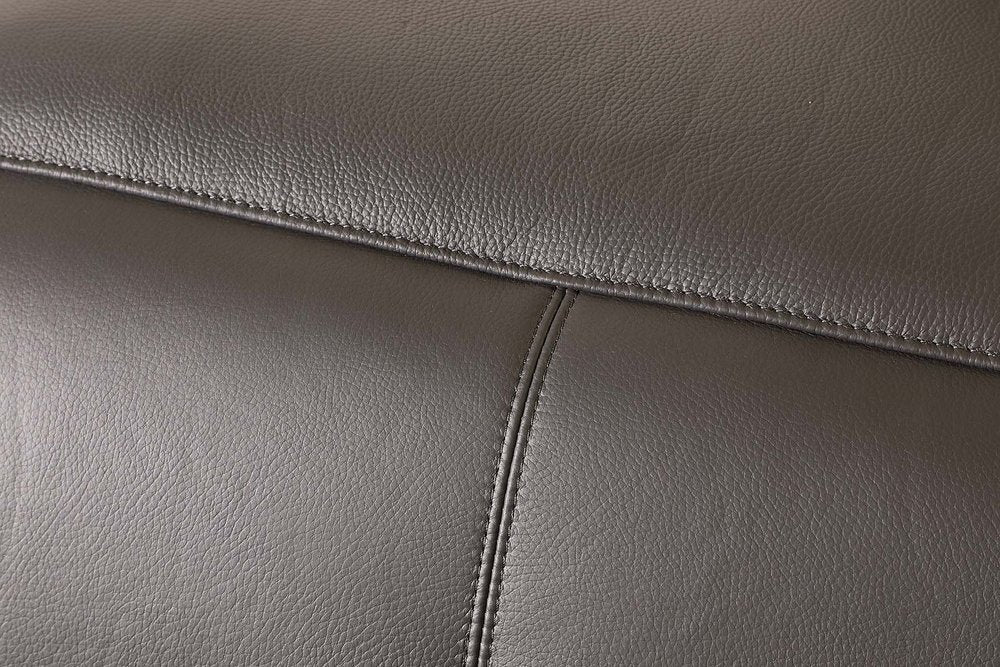 76" Dark Gray and Silver Italian Leather Power Reclining Loveseat
