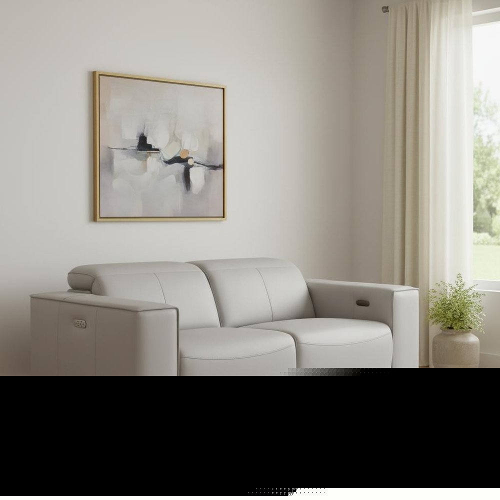 80" Light Gray and Brown Leather Power Reclining Loveseat