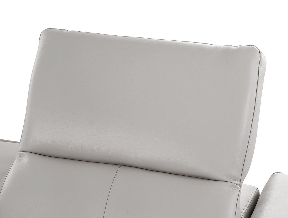 93" Light Gray and Brown Leather Power Reclining Loveseat With Storage