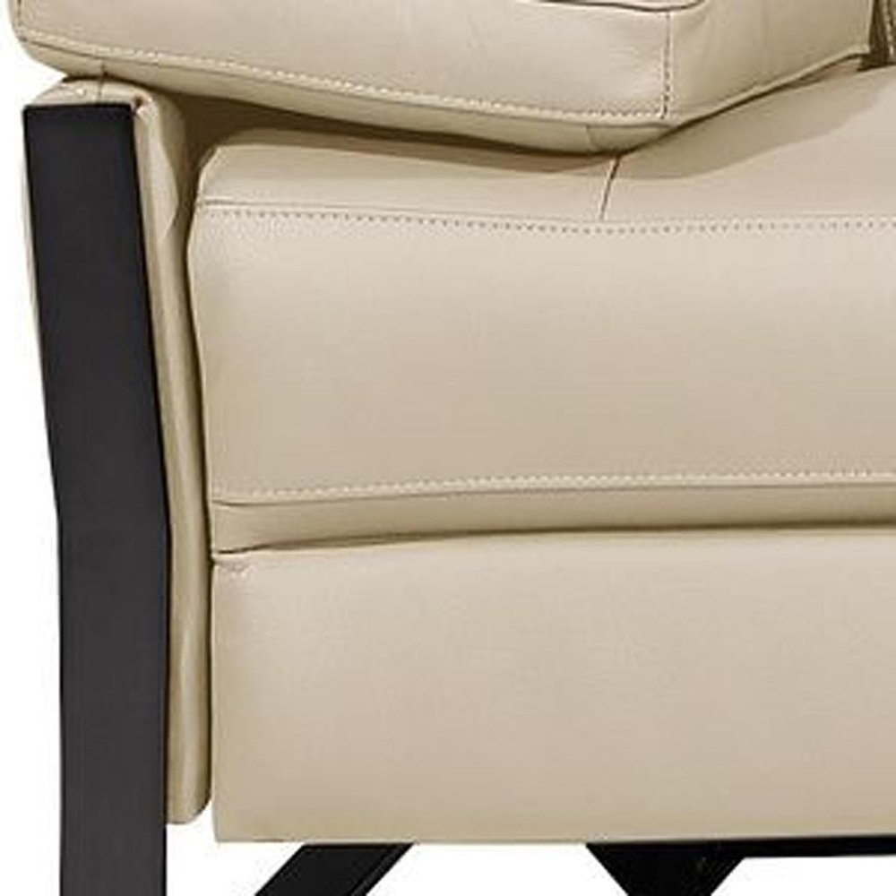 90" Cream and Black Italian Leather Power Reclining Loveseat With Storage