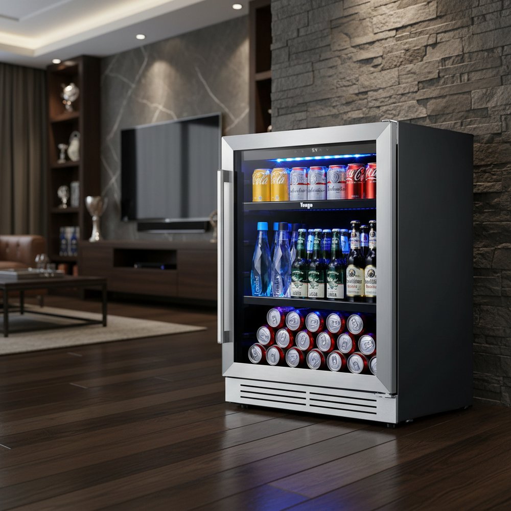 32" X 24" Silver Stainless Steel Single Compartment Can Beverage Refrigerator